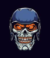 cranio zombie indossare casco vettore clip arte illustrazione