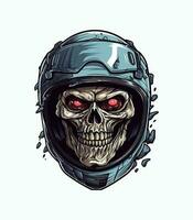 cranio zombie indossare casco vettore clip arte illustrazione