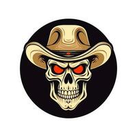 cranio indossare cowboy cappello vettore clip arte illustrazione