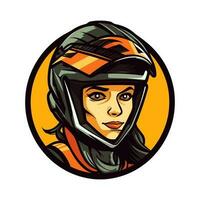 motocross logo ragazza casco vettore clip arte illustrazione