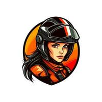 motocross logo ragazza casco vettore clip arte illustrazione