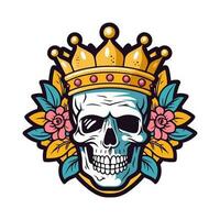 cranio indossare un' corona con fiore decorazione vettore clip arte illustrazione
