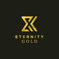e simbolo eternità oro logo lusso reale brillante grafico icona logotipo vettore