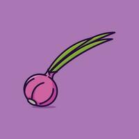 rosso cipolla semplice cartone animato vettore icona illustrazione verdura natura icona