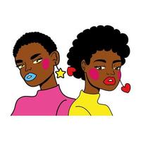 ragazze afro coppia moda stile pop art vettore