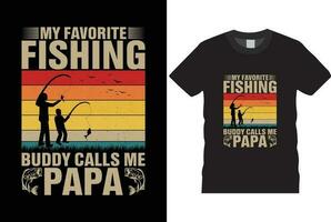 mio preferito pesca compagno chiamata me papà maglietta divertente padri giorno grafico Vintage ▾ retrò tipografia shrit design modello vettore