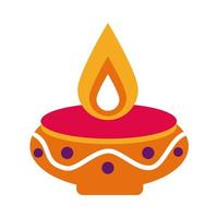 icona di stile piatto candela diwali vettore