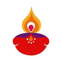 icona di stile piatto candela diwali vettore