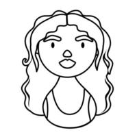 personaggio donna con i capelli lunghi icona di stile della linea patrimonio ispanico nazionale vettore