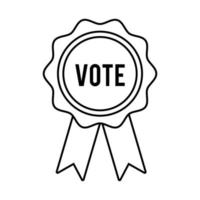 vota la parola nel nastro della medaglia icona stile linea elezioni usa vettore