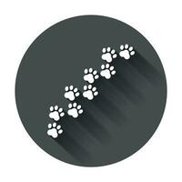zampa Stampa vettore icona. cane o gatto orma di Zampa illustrazione. animale silhouette con lungo ombra.