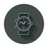 orologio vettore icona nel linea stile. orologio piatto illustrazione con lungo ombra.