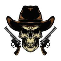 cranio cowboy con Vintage ▾ pistola vettore