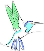 bellissimo tropicale uccello, colibrì. continuo uno linea disegno.vettore illustrazione vettore