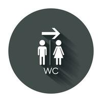 bagno, gabinetto piatto vettore icona . uomini e donne cartello per toilette con lungo ombra.