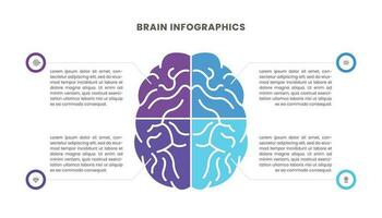 Infografica cervello modello design. quattro opzioni o passi. vettore
