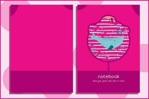 bello e semplice copertina libro design con balena ornamento vettore