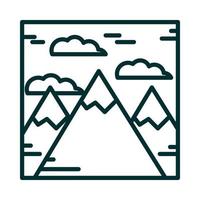 paesaggio montagne picco alpi neve natura fumetto linea icona stile vettore