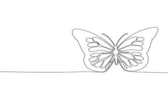continuo linea arte o uno linea disegno di farfalla immagine vettore illustrazione