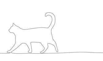 continuo linea arte o uno linea disegno di gatto è andando immagine vettore illustrazione