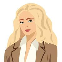 avatar di un' biondo femmina nel attività commerciale completo da uomo. ufficio donna avatar. vettore illustrazione