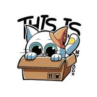 vettore illustrazione raffigurante un' gatto nascondiglio nel un' scatola, Questo Immagine è grande per adesivi, maglietta disegni, e di più.