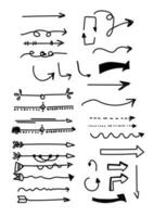 collezione di diverso disegnato a mano freccia scarabocchi con pointer freccia scarabocchi. vettore