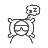 l'insonnia avatar che indossa la maschera del sonno rilassa lo stile lineare dell'icona vettore