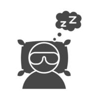 avatar di insonnia che indossa la maschera del sonno relax silhouette icona style vettore