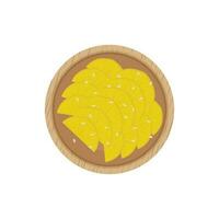 illustrazione logo di coreano danmuji sottaceto giallo ravanello su un' di legno piatto vettore