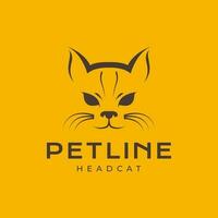gatto testa animali domestici messa a fuoco portafortuna isolato semplice Vintage ▾ fricchettone logo icona vettore illustrazione