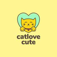 animale animali domestici gattino gatto amore cuore portafortuna colorato logo design vettore