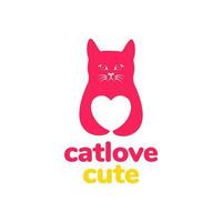 animale animali domestici gatto abbraccio amore cuore portafortuna moderno logo design vettore