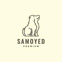 animale animali domestici Samoiedo linea arte fricchettone semplice logo design vettore