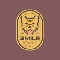 animale animali domestici cane testa bulldog portafortuna Vintage ▾ distintivo logo design vettore