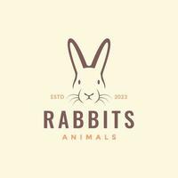 animale animali domestici coniglio lepre coniglietto lungo orecchio semplice fricchettone portafortuna logo design vettore