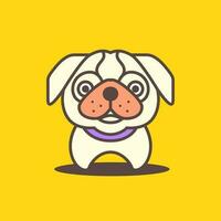 bulldog cucciolo cane animali domestici moderno colorato portafortuna cartone animato logo vettore icona illustrazione