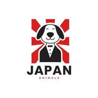 cane camerieri animali domestici Giappone cultura portafortuna cartone animato carino logo vettore icona illustrazione