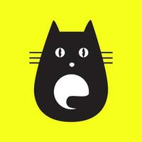 gattino gatto nero animali domestici carino minimo moderno portafortuna logo vettore icona illustrazione