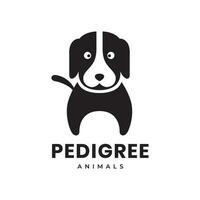 cucciolo cane pedigree animali domestici carino nero moderno portafortuna cartone animato minimo logo vettore icona illustrazione