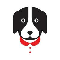 cane cravatta attività commerciale animali domestici testa portafortuna cartone animato minimo moderno logo vettore icona illustrazione