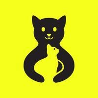 gatto gattino animali domestici abbraccio famiglia moderno minimo portafortuna logo vettore icona illustrazione