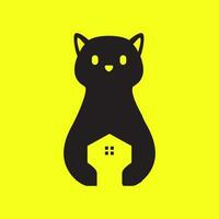 gatto animali domestici hold casa Casa gabbia animale domestico negozio minimo moderno carino logo vettore icona illustrazione