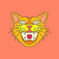 ruggito tigre antico bestia natura giungla colorato portafortuna logo vettore icona illustrazione