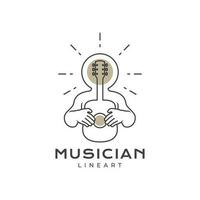 chitarrista musicista arte minimalista Linee moderno canzone concerto brillare portafortuna logo icona vettore illustrazione