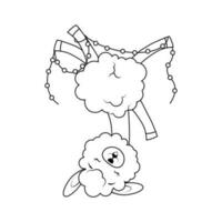 divertente alpaca sta su suo testa colorazione pagina per bambini vettore