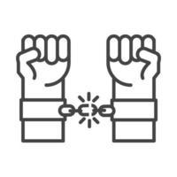 il pugno della giornata internazionale dei diritti umani ha alzato le mani spezzando lo stile dell'icona della linea della catena vettore