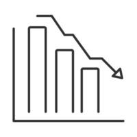 grafico di analisi dei dati rapporto freccia giù icona linea di business finanziaria vettore