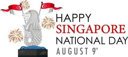 giornata nazionale di singapore con merlion punto di riferimento di singapore vettore