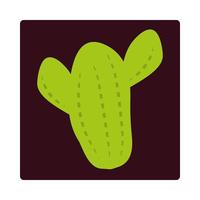 pianta di cactus deserto flora botanica icona blocco e piatto vettore
